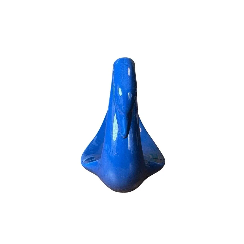Vintage Blue Ceramic Swan Guest Towel Holder Bathroom Counter Decor MCM